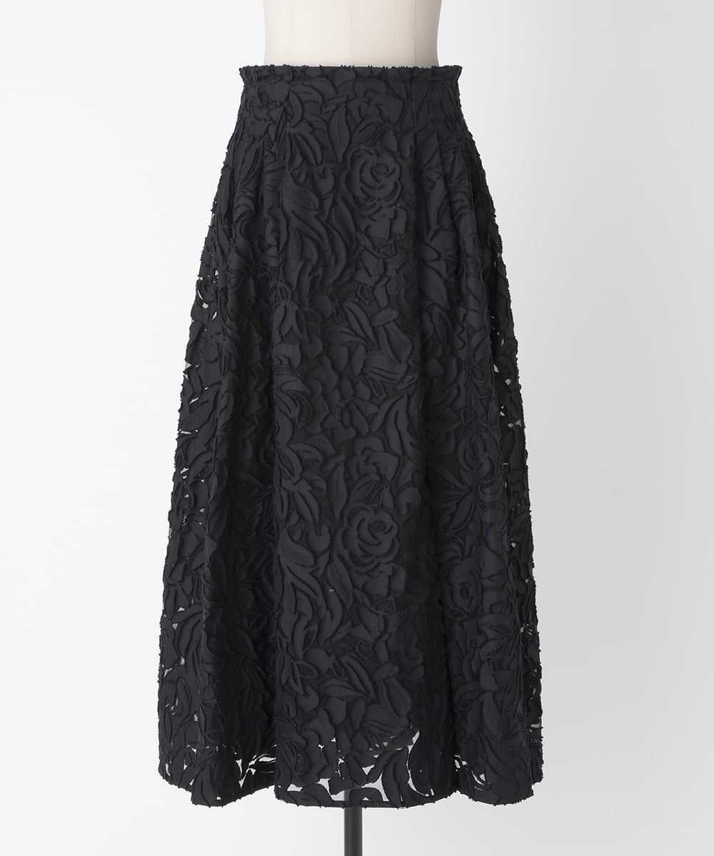 EAUVIRE ボリュームタックスカート ブラック