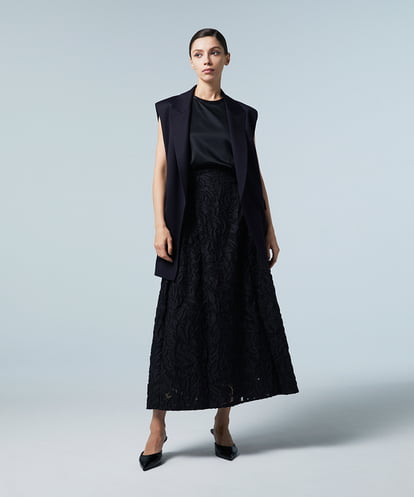 EAUVIRE ボリュームタックスカート ブラック