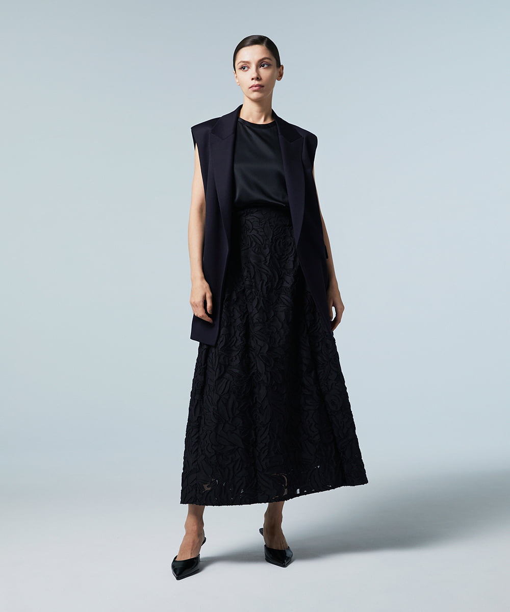 EAUVIRE ボリュームタックスカート ブラック