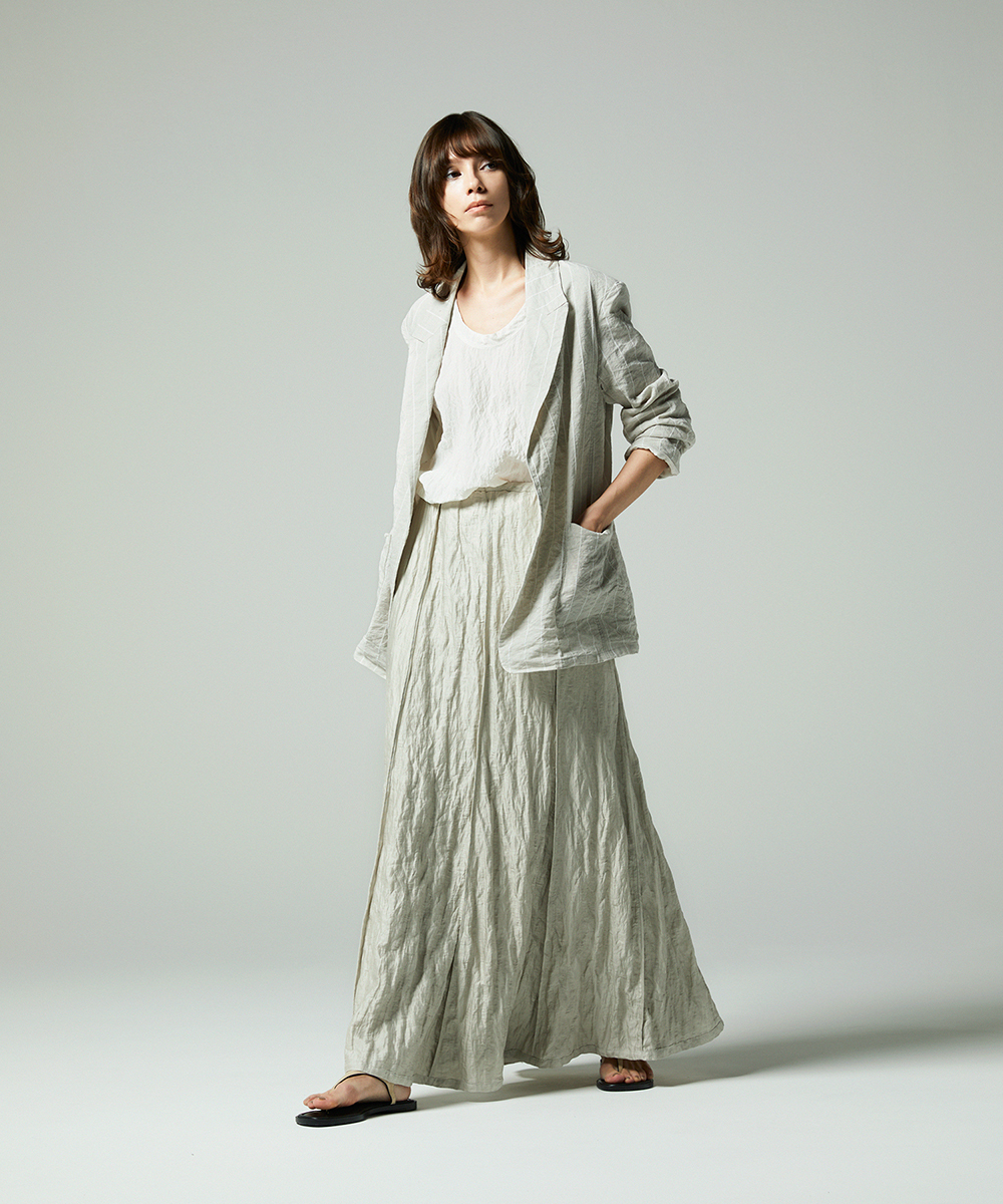 EAUVIRE メタルワッシャーマキシスカート ライトグレー