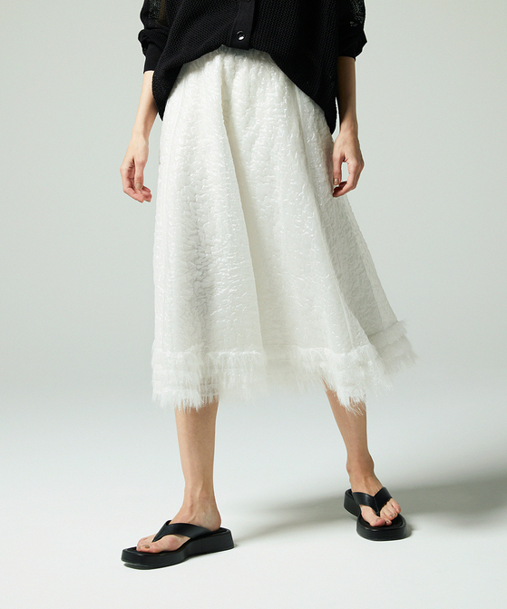 EAUVIRE シマーフレアスカート ホワイト
