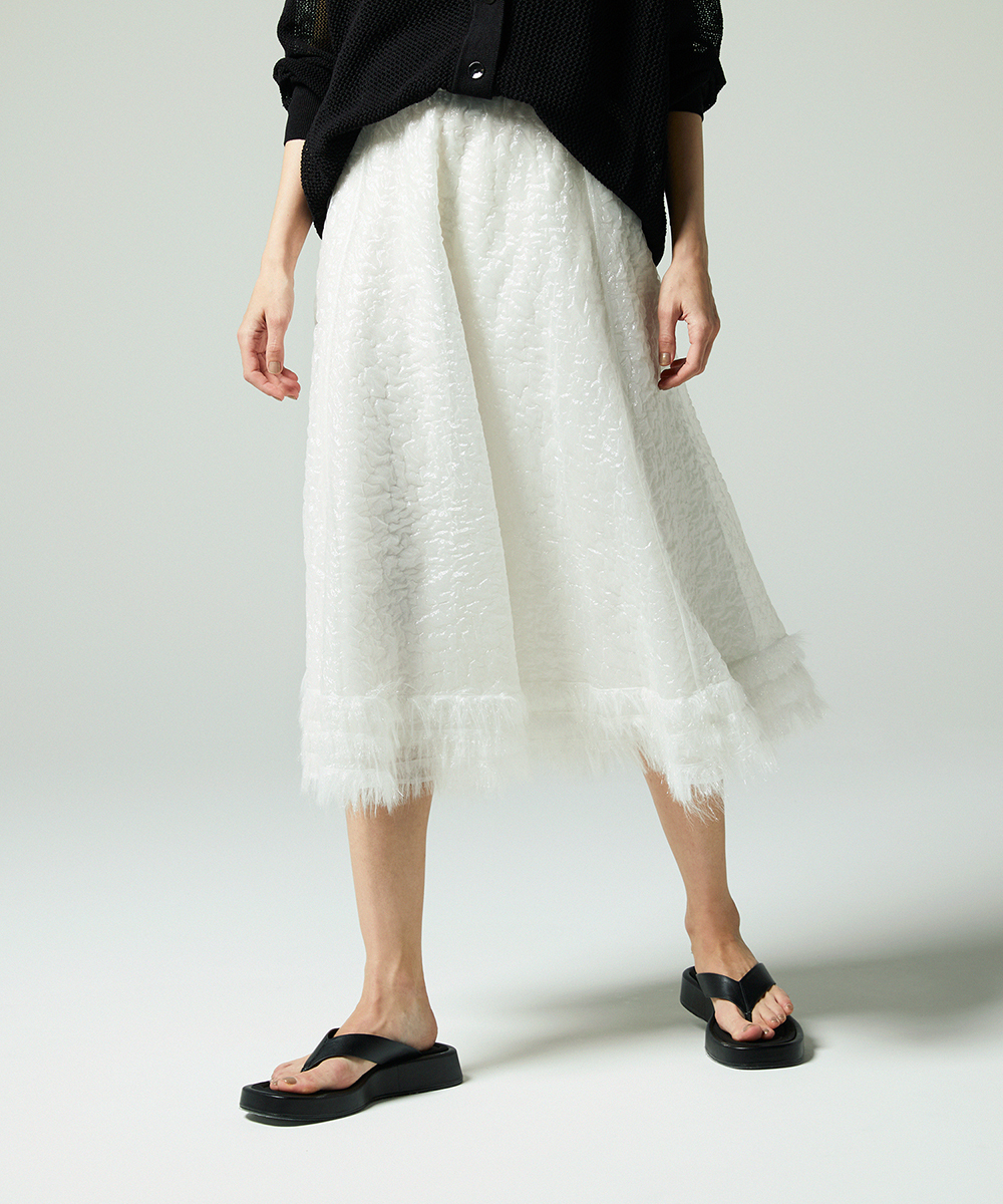 EAUVIRE シマーフレアスカート ホワイト