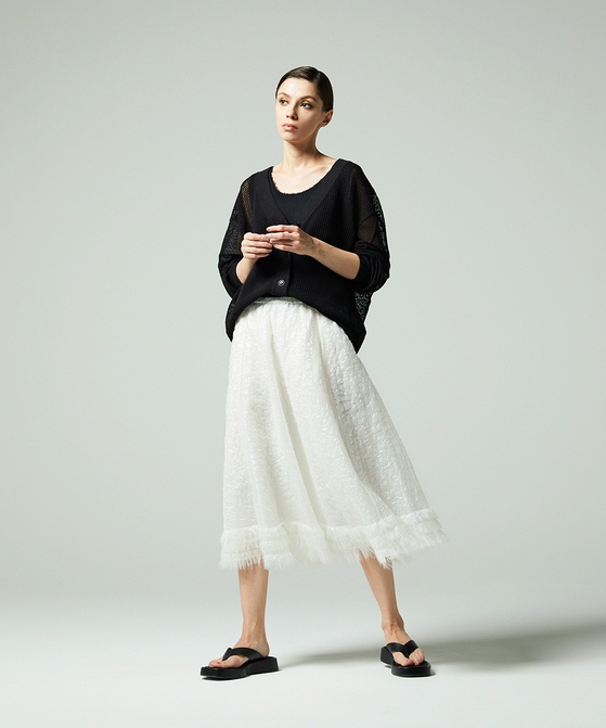 EAUVIRE シマーフレアスカート ホワイト