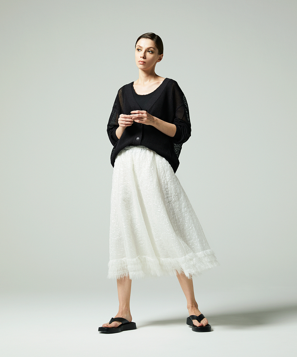 EAUVIRE シマーフレアスカート ホワイト