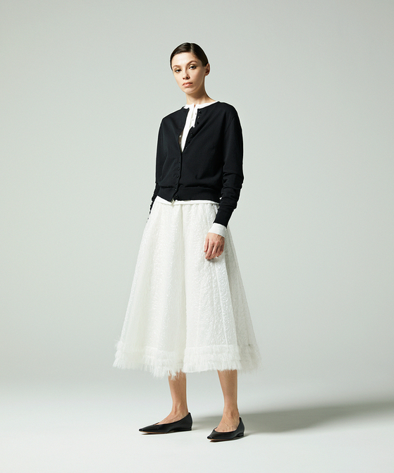 EAUVIRE シマーフレアスカート ホワイト