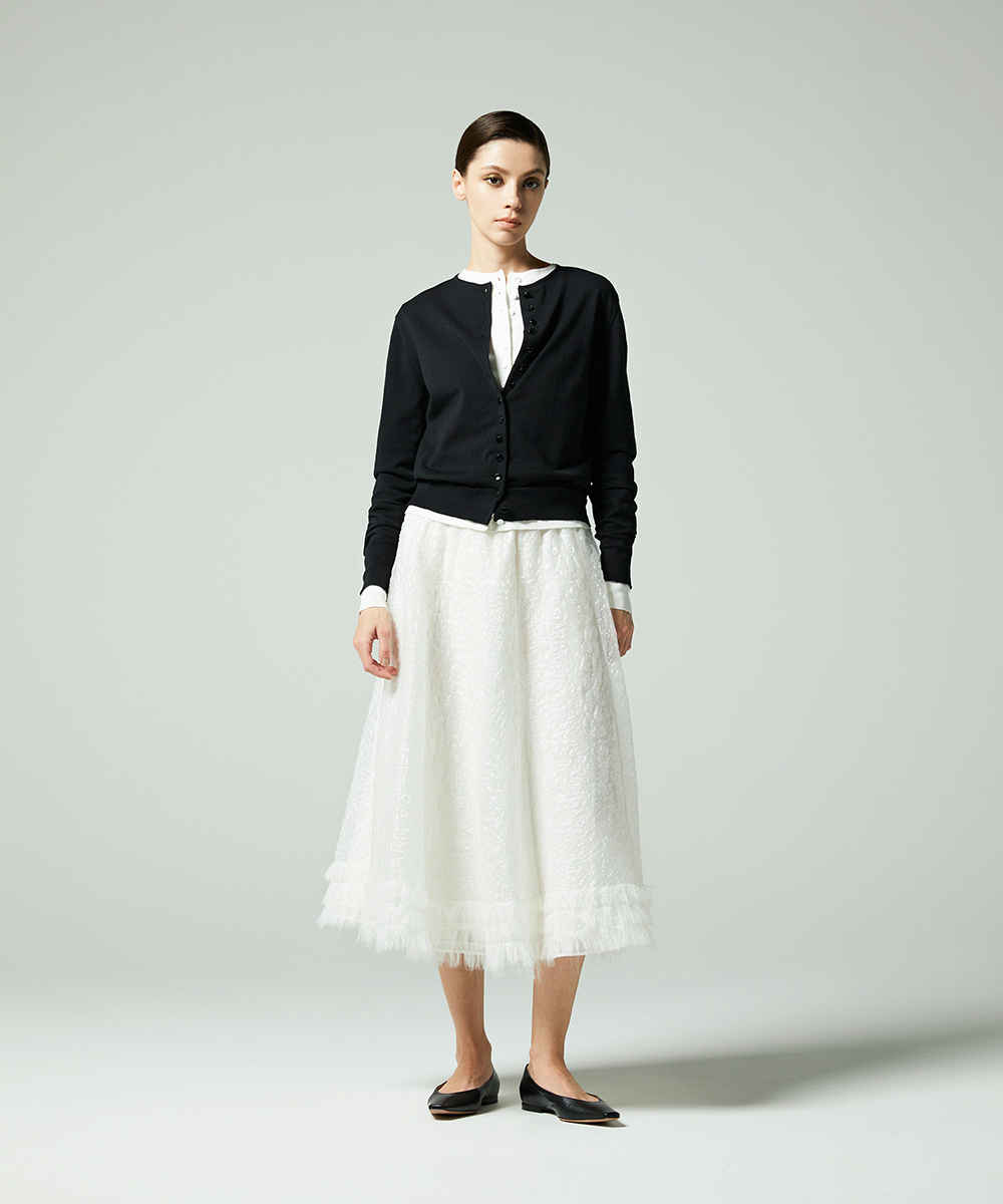 EAUVIRE シマーフレアスカート ホワイト
