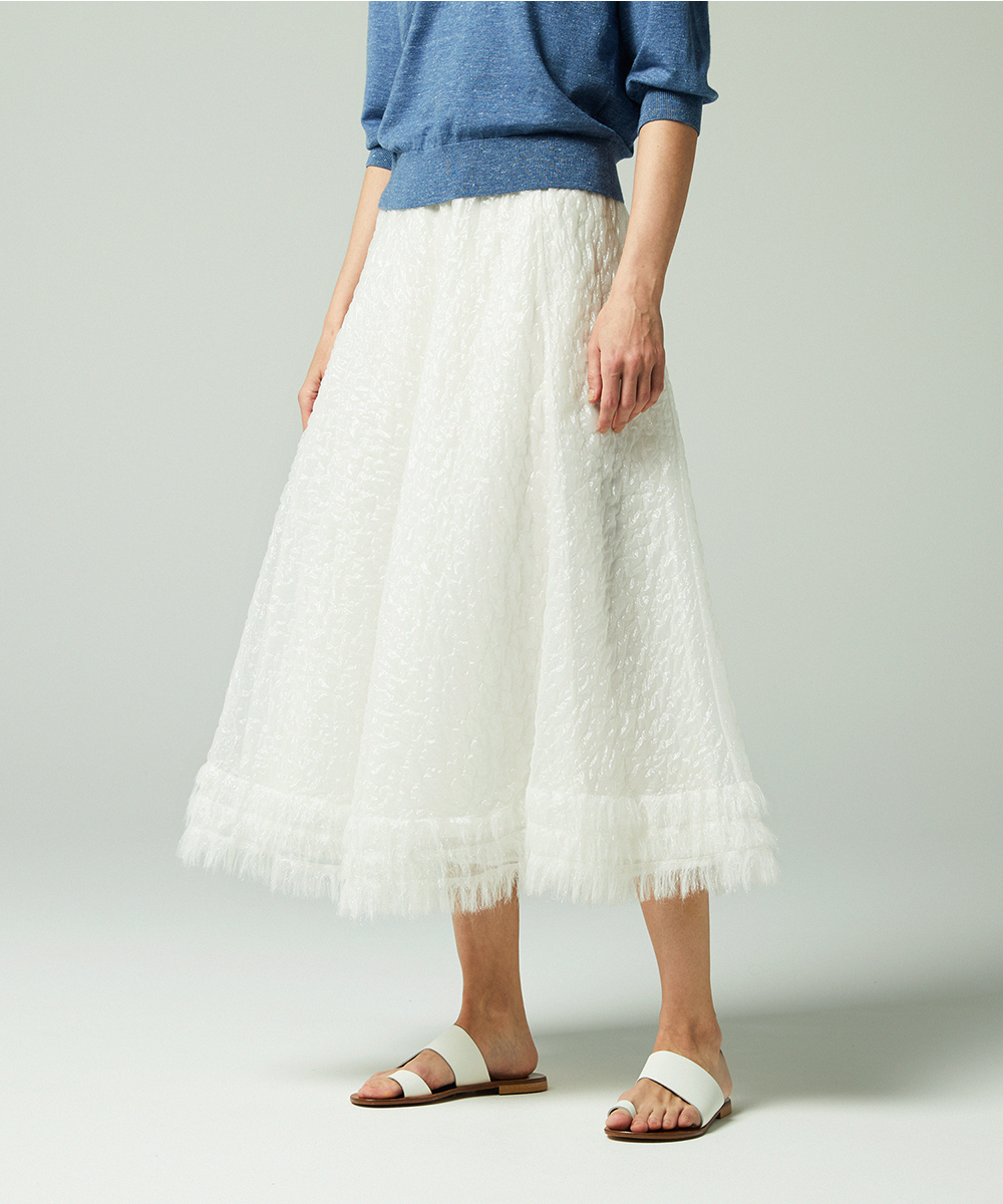 EAUVIRE シマーフレアスカート ホワイト