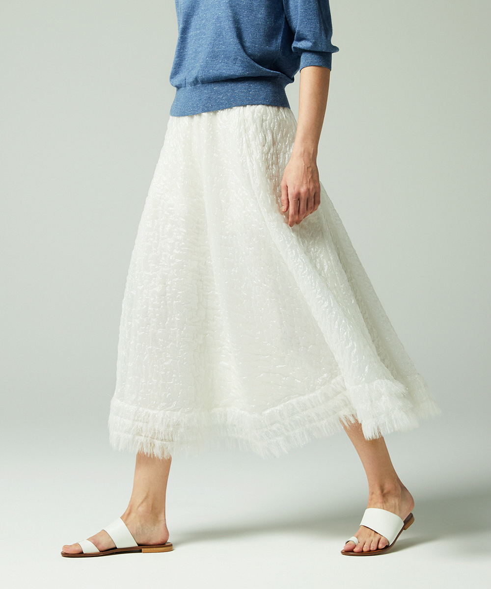 EAUVIRE シマーフレアスカート ホワイト