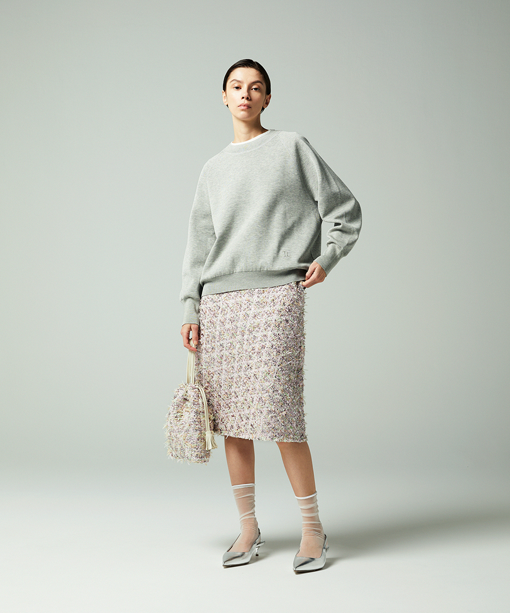 EAUVIRE リボンツイードスカート ピンク