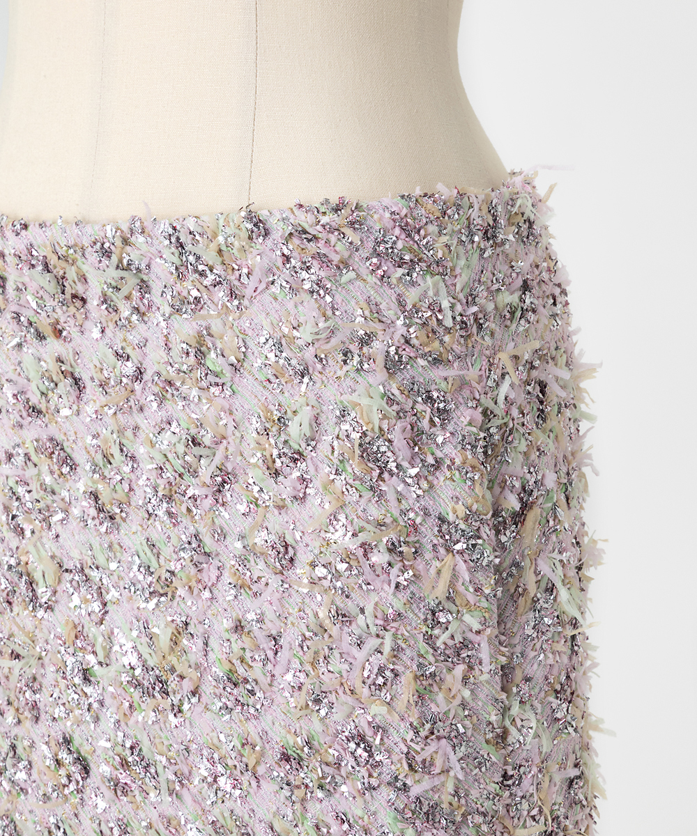 EAUVIRE リボンツイードスカート ピンク