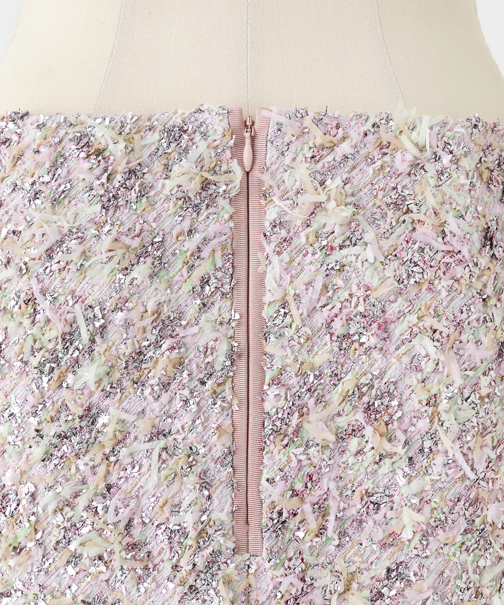 EAUVIRE リボンツイードスカート ピンク