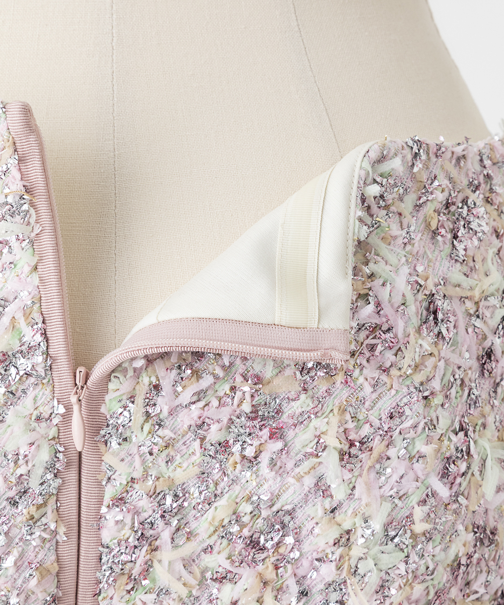 EAUVIRE リボンツイードスカート ピンク