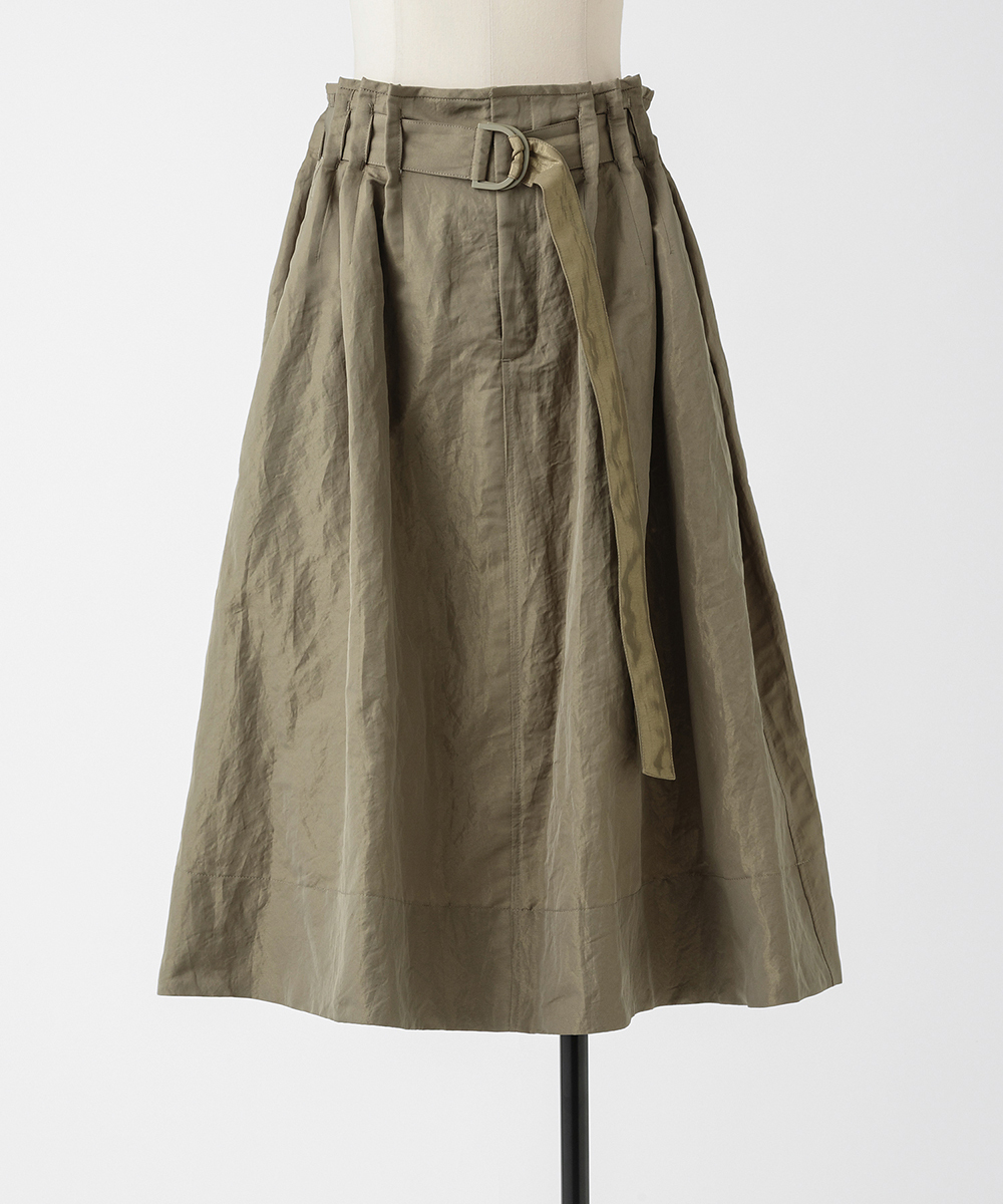 EAUVIRE シャイニーベルテッドスカート ブラウン