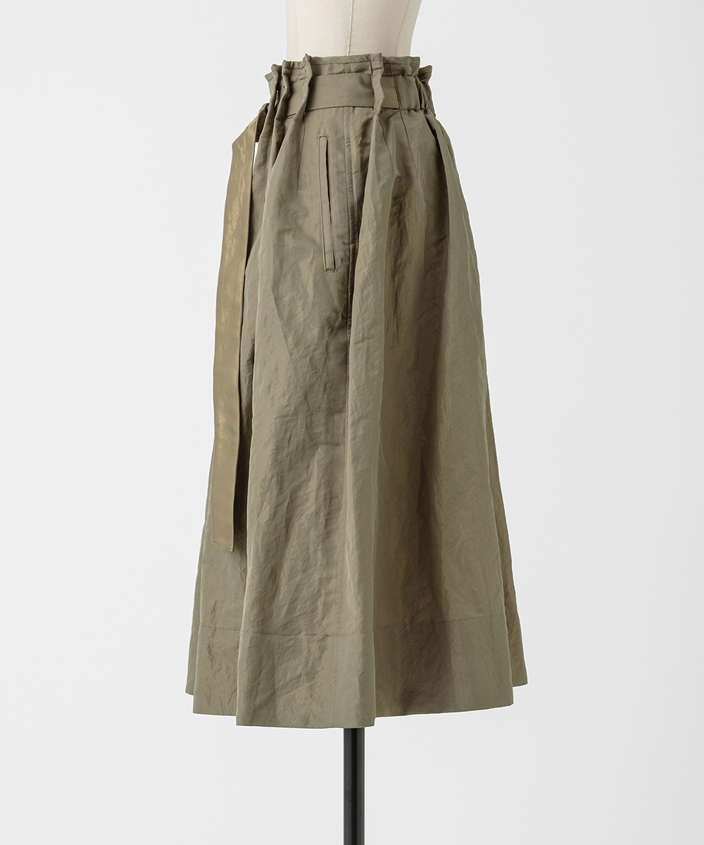 EAUVIRE シャイニーベルテッドスカート ブラウン