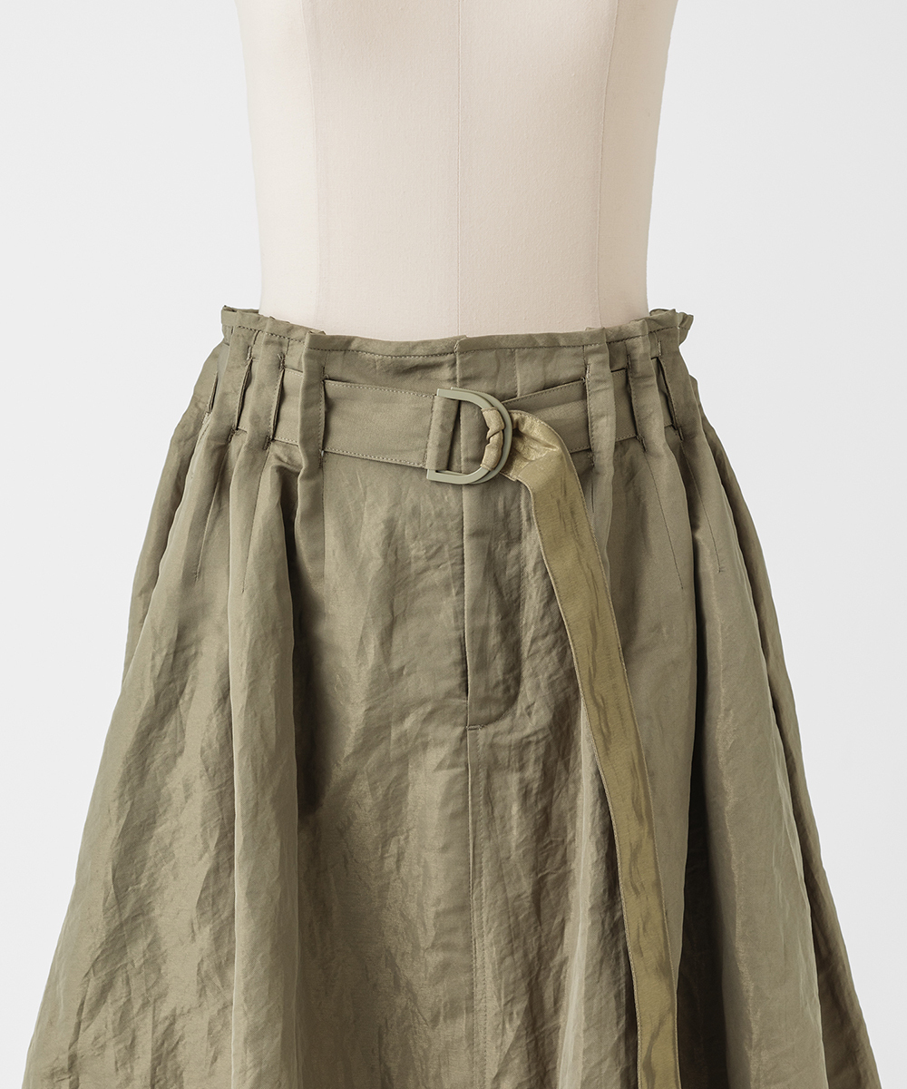 EAUVIRE シャイニーベルテッドスカート ブラウン