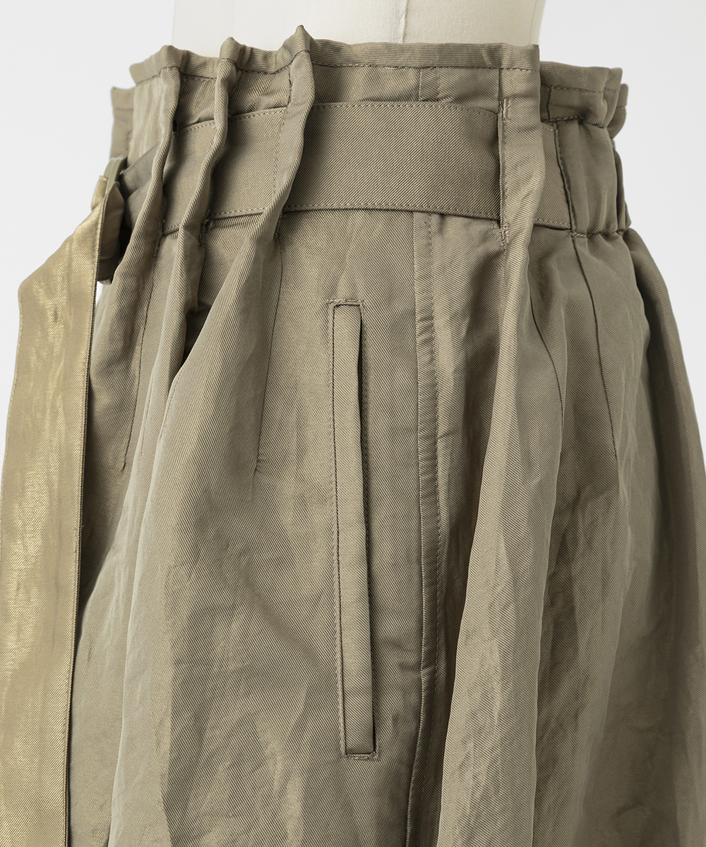 EAUVIRE シャイニーベルテッドスカート ブラウン