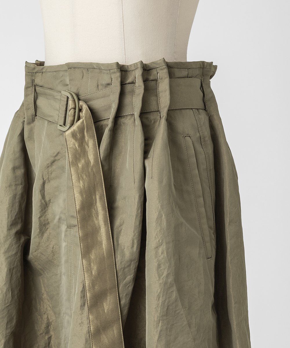 EAUVIRE シャイニーベルテッドスカート ブラウン