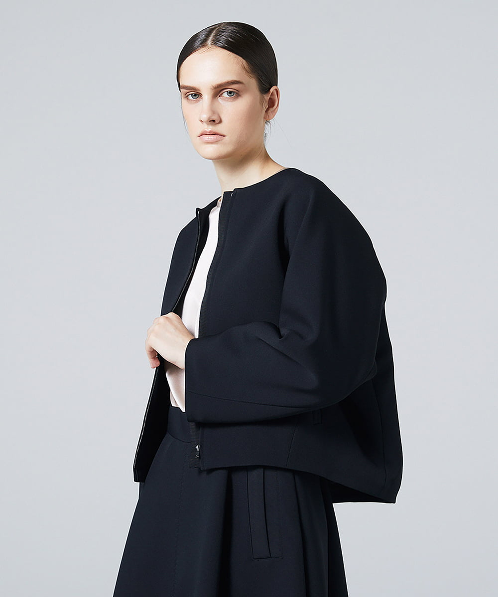 EAUVIRE ノーカラージップアップジャケット ブラック