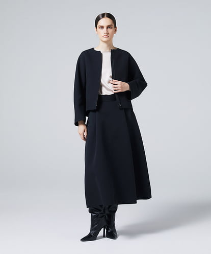 EAUVIRE ノーカラージップアップジャケット ブラック