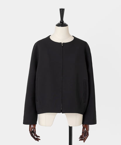 EAUVIRE ノーカラージップアップジャケット ブラック
