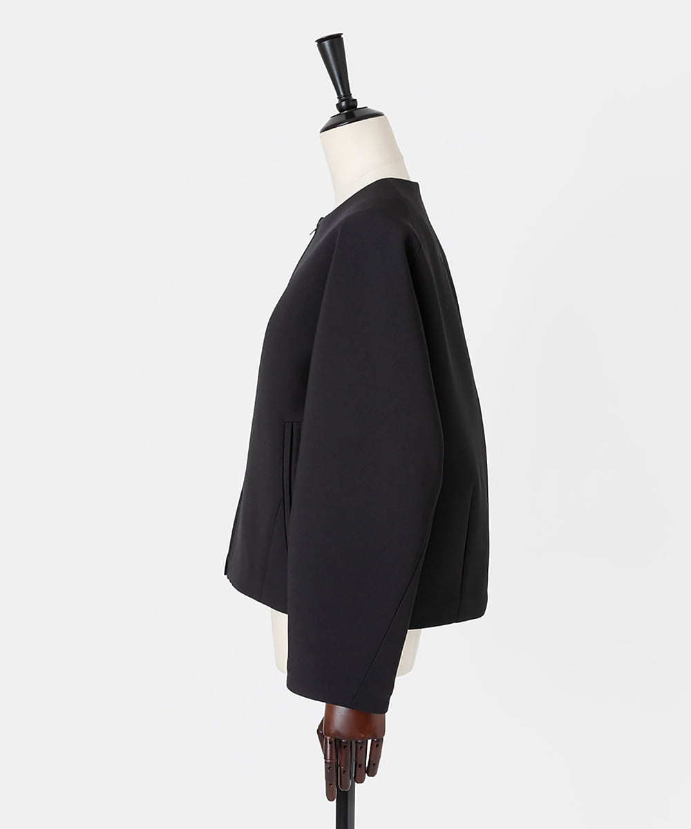 EAUVIRE ノーカラージップアップジャケット ブラック