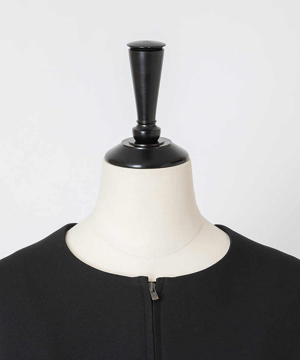 EAUVIRE ノーカラージップアップジャケット ブラック