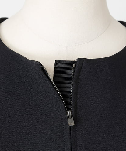 EAUVIRE ノーカラージップアップジャケット ブラック