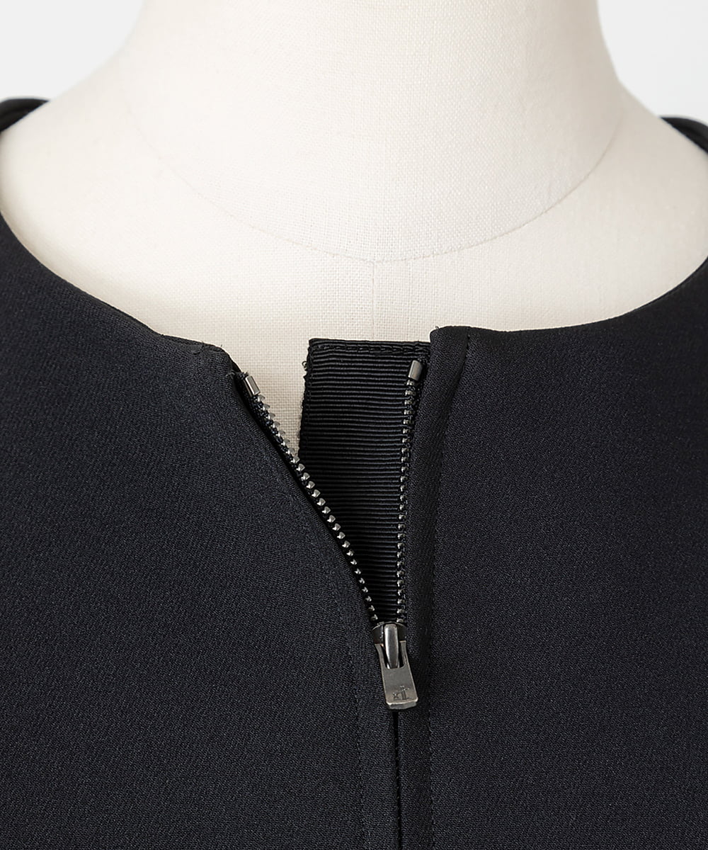 EAUVIRE ノーカラージップアップジャケット ブラック