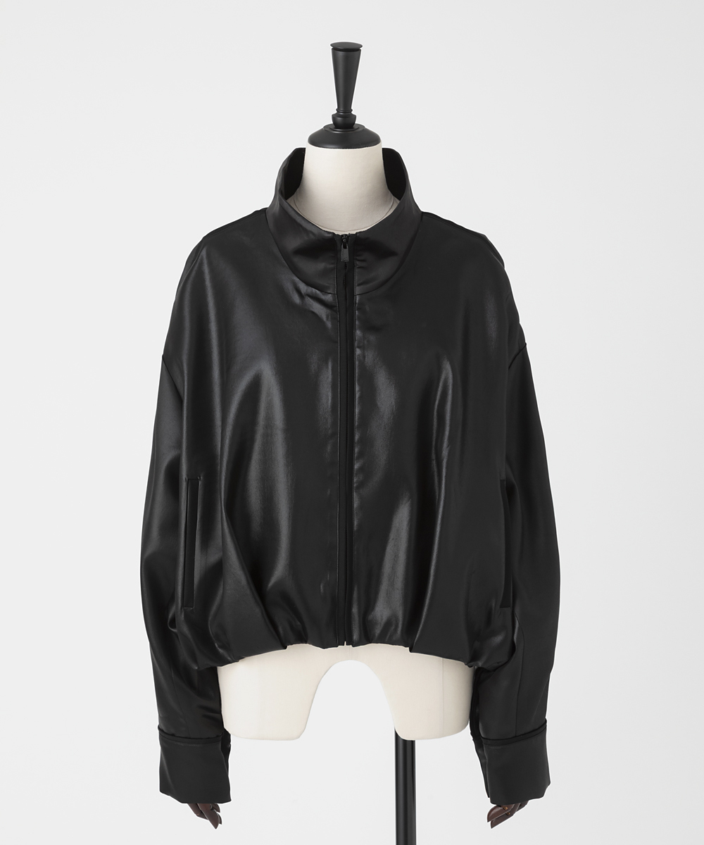 EAUVIRE グロッシーサテンブルゾン ブラック