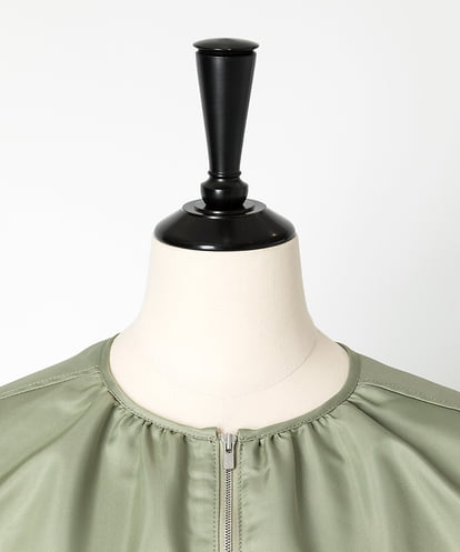 EAUVIRE ノーカラーショートブルゾン ライトグレー