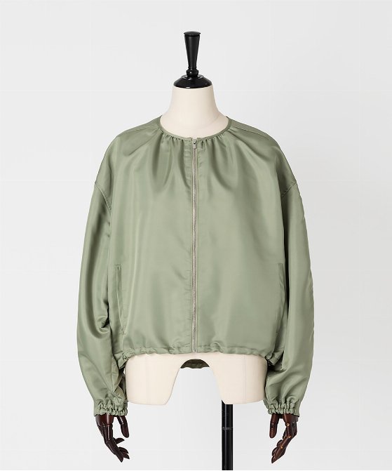 EAUVIRE ノーカラーショートブルゾン ライトグレー