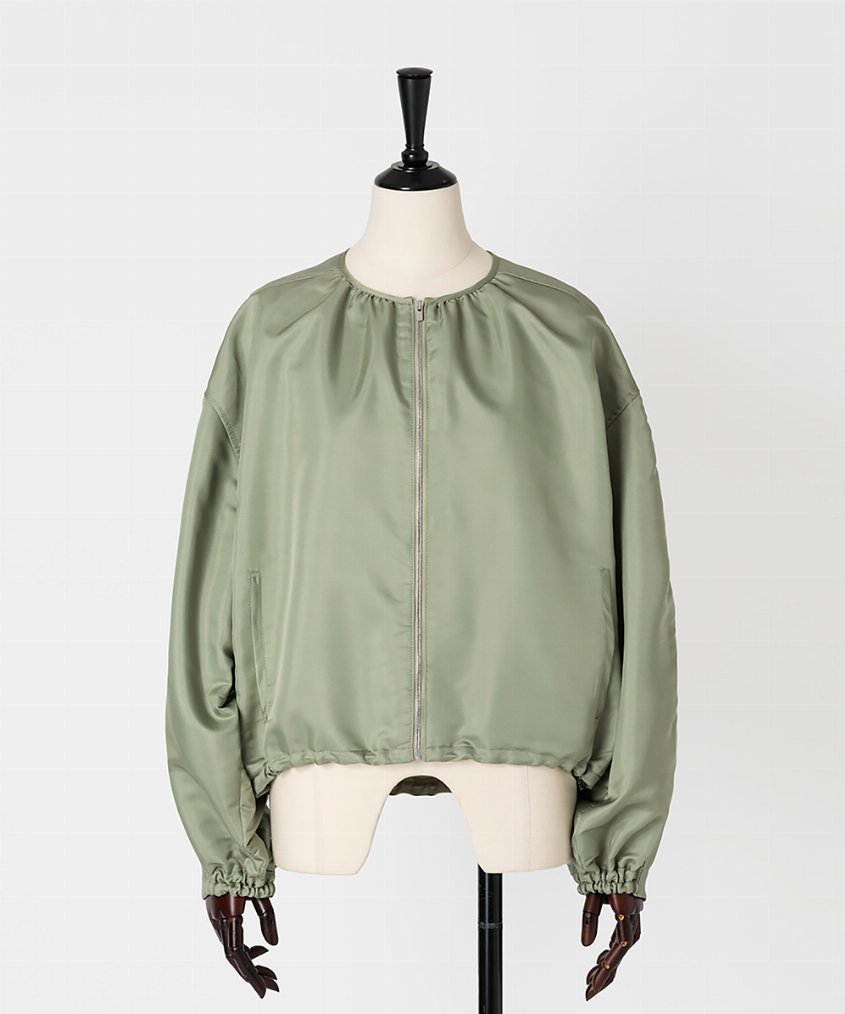 EAUVIRE ノーカラーショートブルゾン ライトグレー