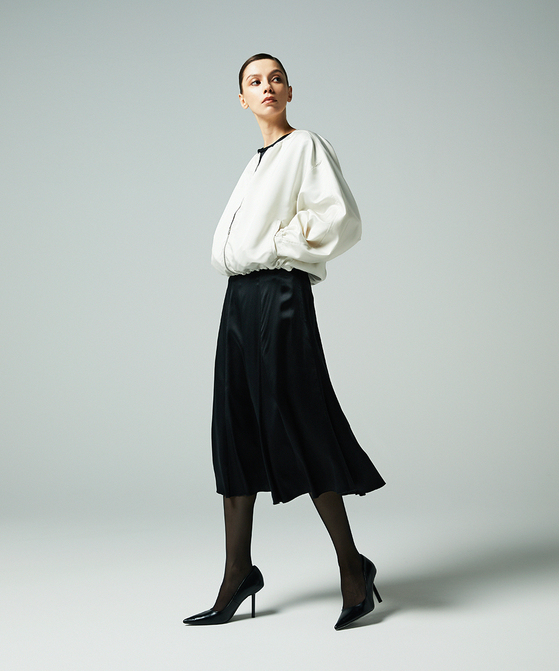 EAUVIRE ノーカラーショートブルゾン ライトグレー