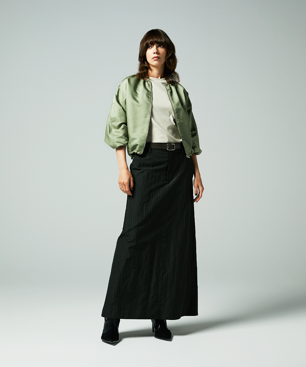 EAUVIRE ノーカラーショートブルゾン ライトグレー