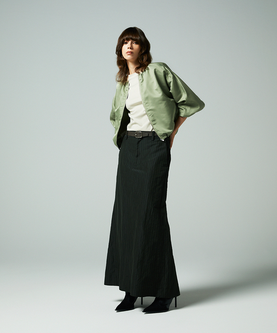 EAUVIRE ノーカラーショートブルゾン ライトグレー