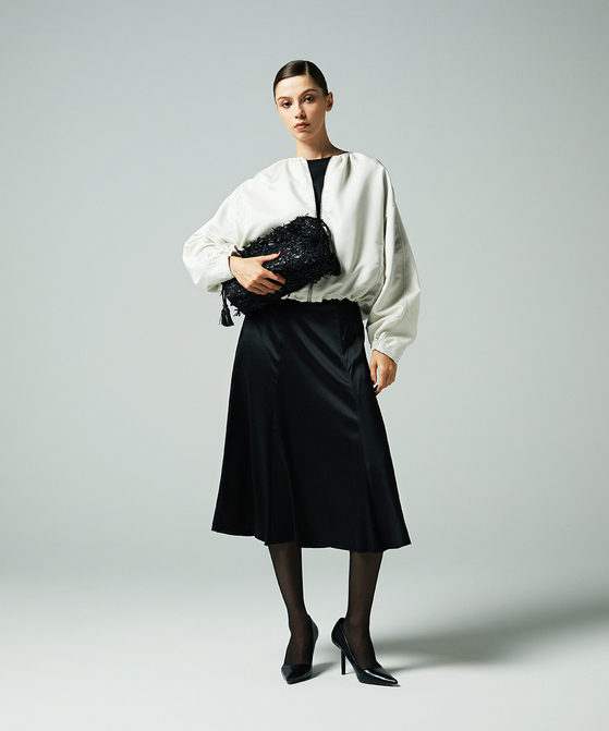 EAUVIRE ノーカラーショートブルゾン ライトグレー