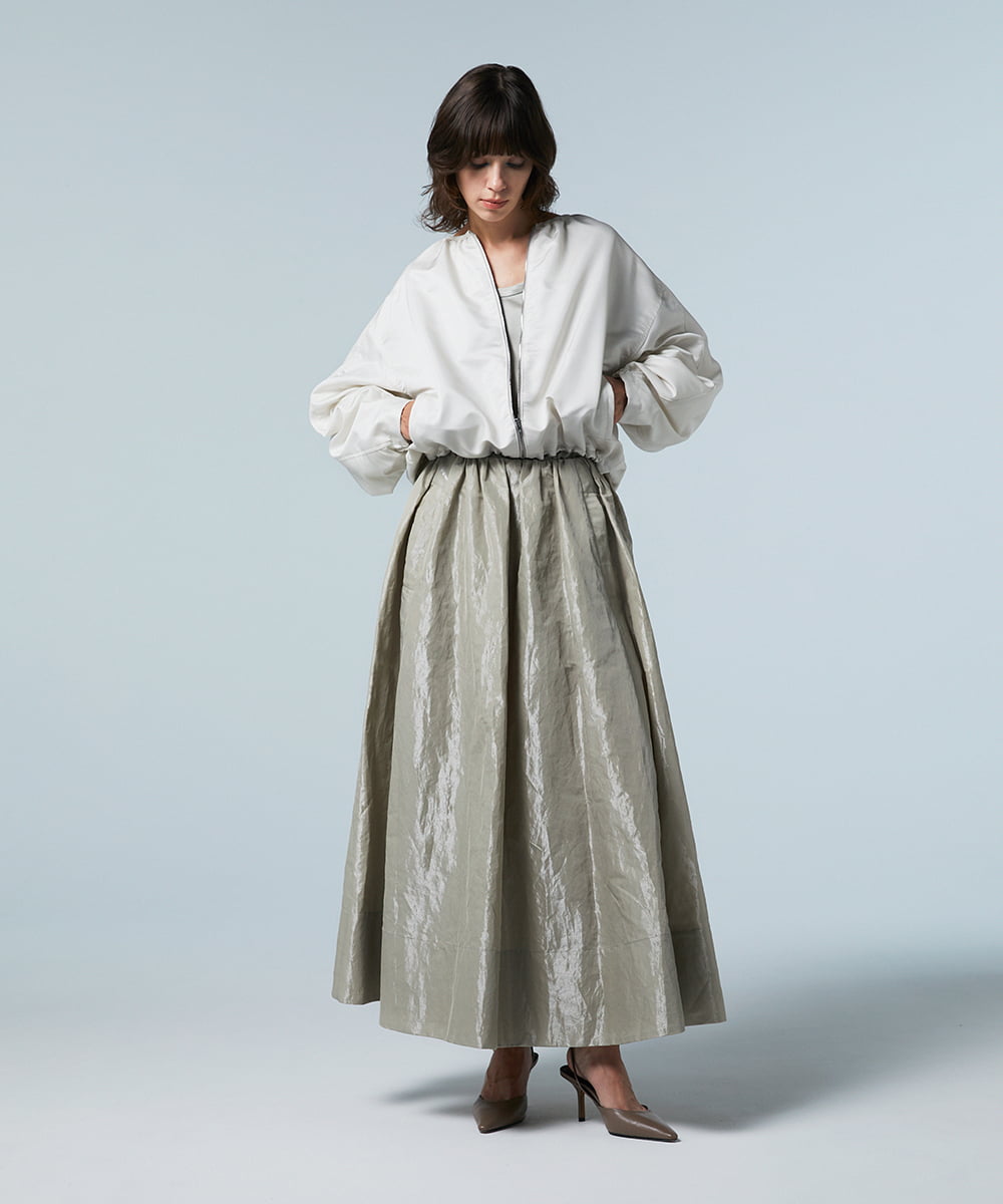 EAUVIRE ノーカラーショートブルゾン ライトグレー