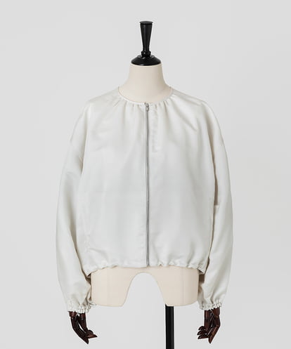 EAUVIRE ノーカラーショートブルゾン ライトグレー