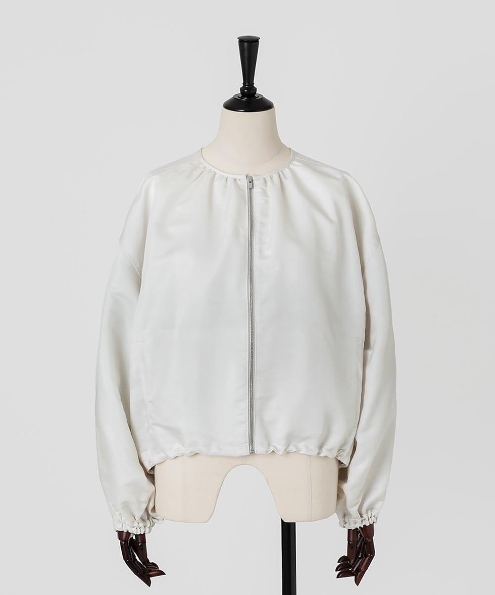 EAUVIRE ノーカラーショートブルゾン ライトグレー