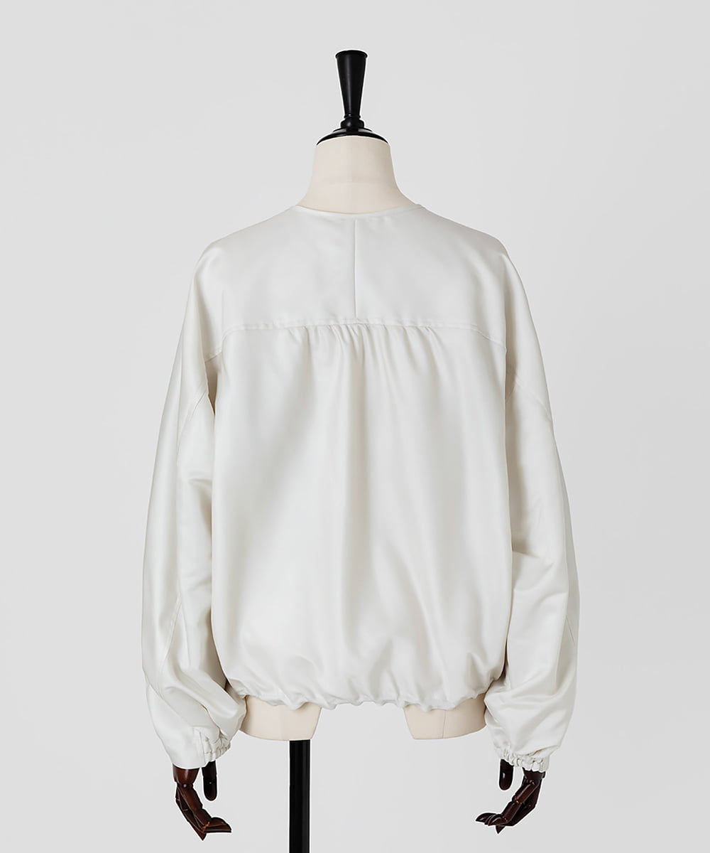 EAUVIRE ノーカラーショートブルゾン ライトグレー