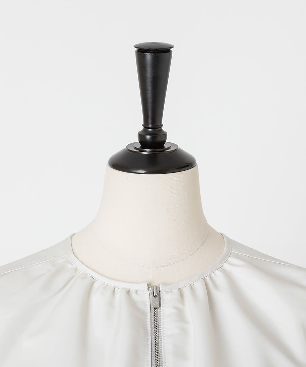 EAUVIRE ノーカラーショートブルゾン ライトグレー