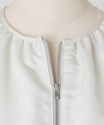 EAUVIRE ノーカラーショートブルゾン ライトグレー