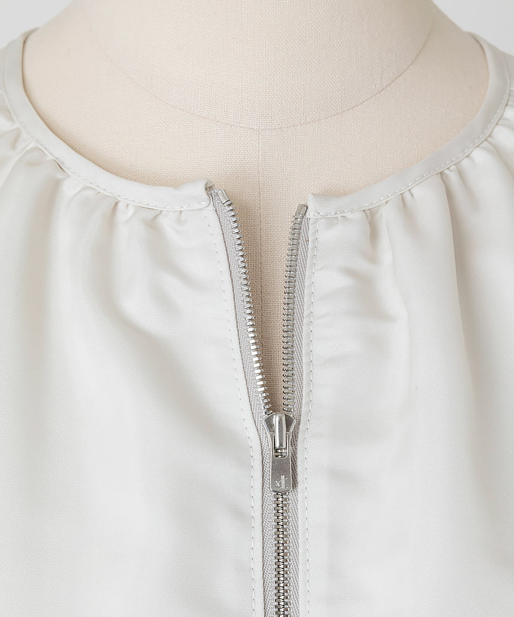 EAUVIRE ノーカラーショートブルゾン ライトグレー