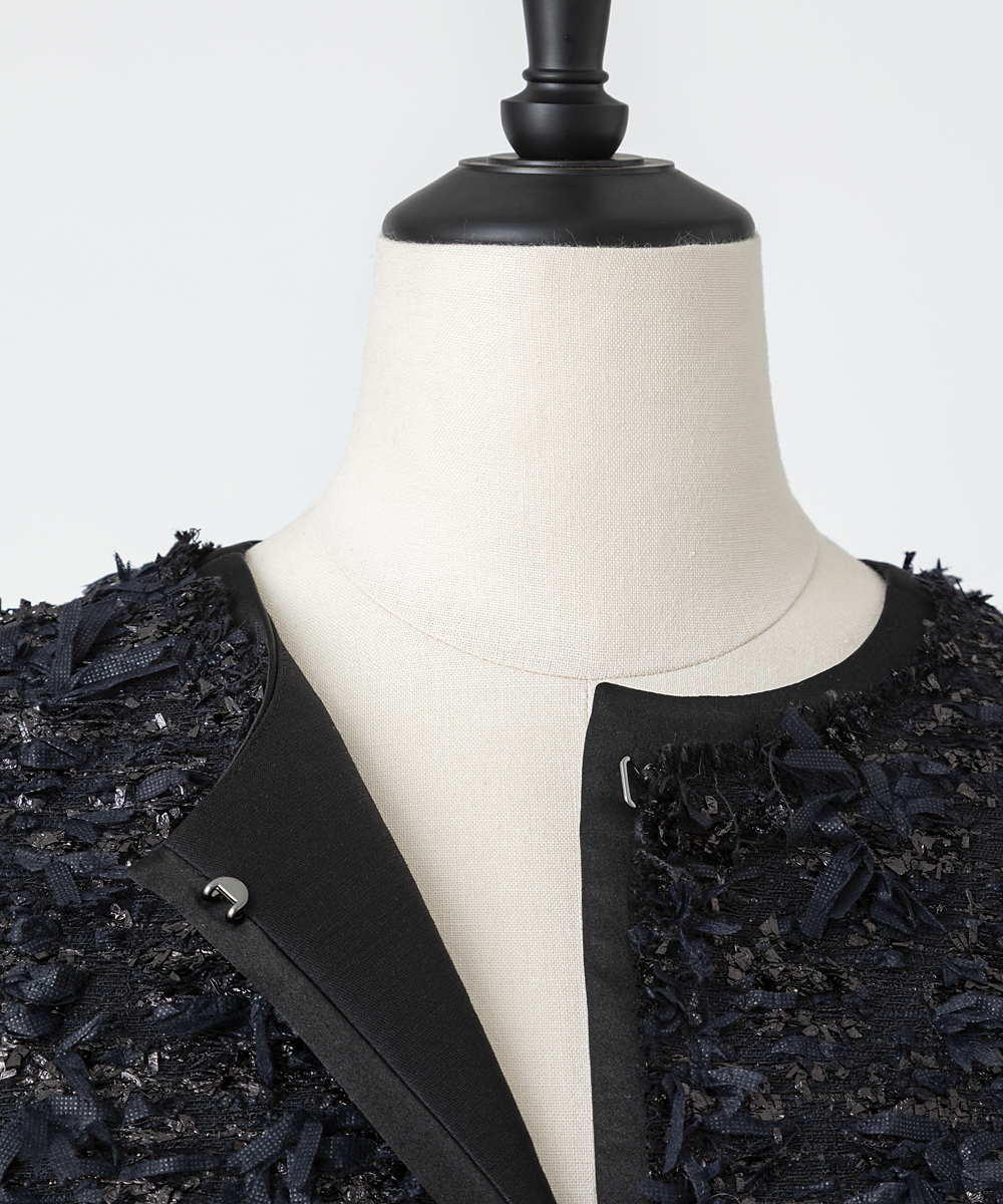 EAUVIRE リボンツイードジャケット ブラック