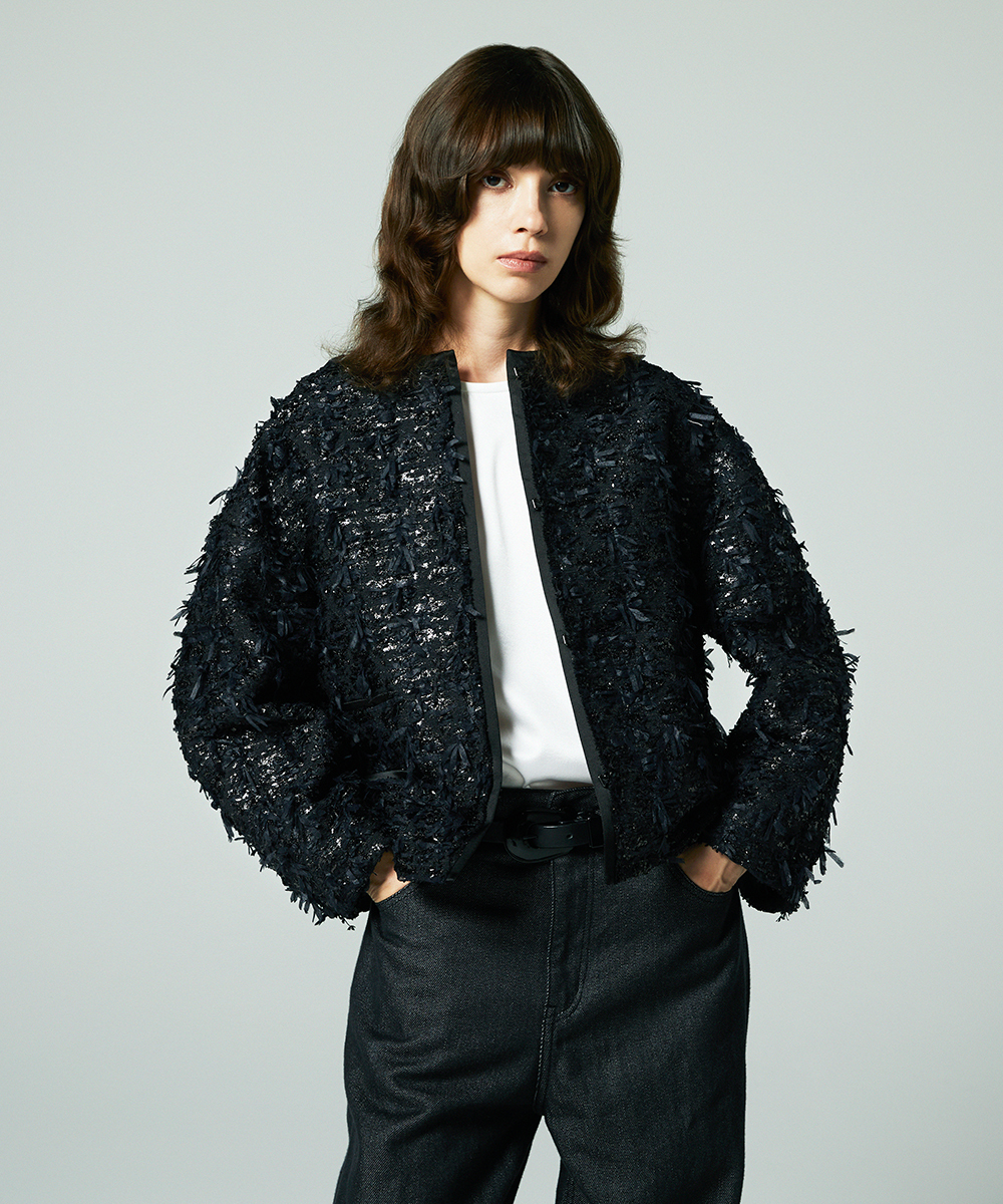 EAUVIRE リボンツイードジャケット ブラック