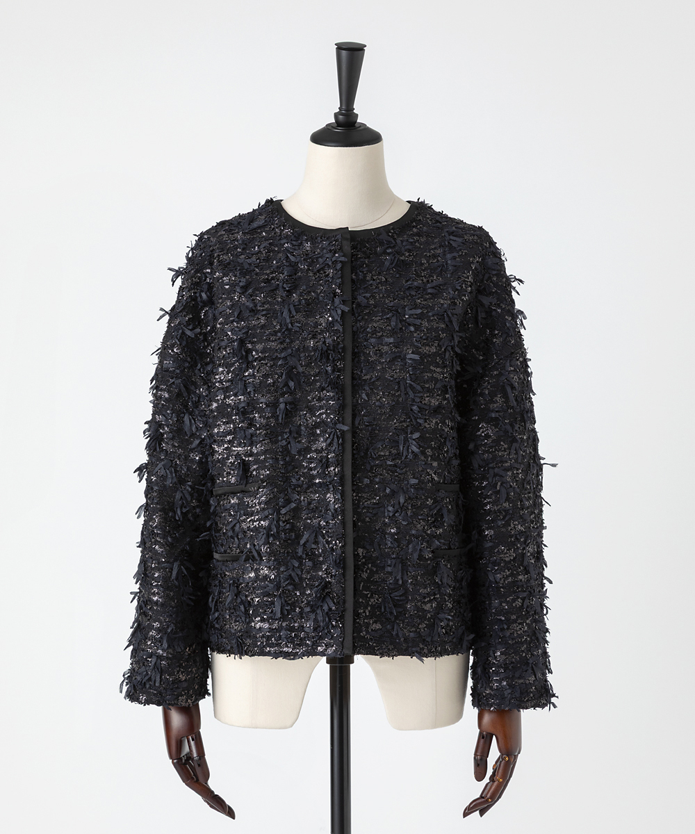 EAUVIRE リボンツイードジャケット ブラック