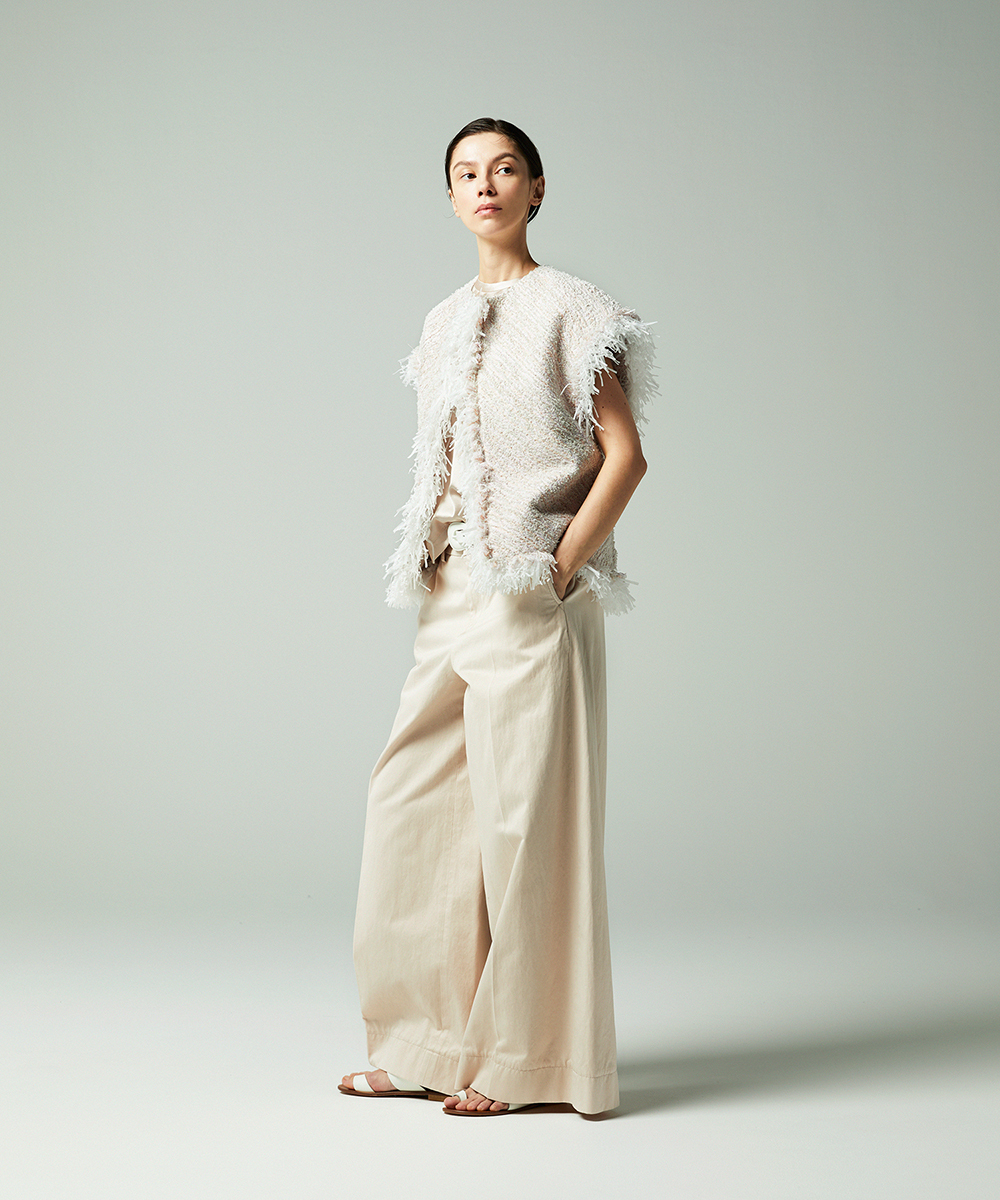 EAUVIRE ツイードフリンジジレ ピンク