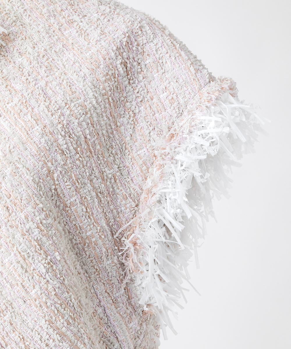 EAUVIRE ツイードフリンジジレ ピンク