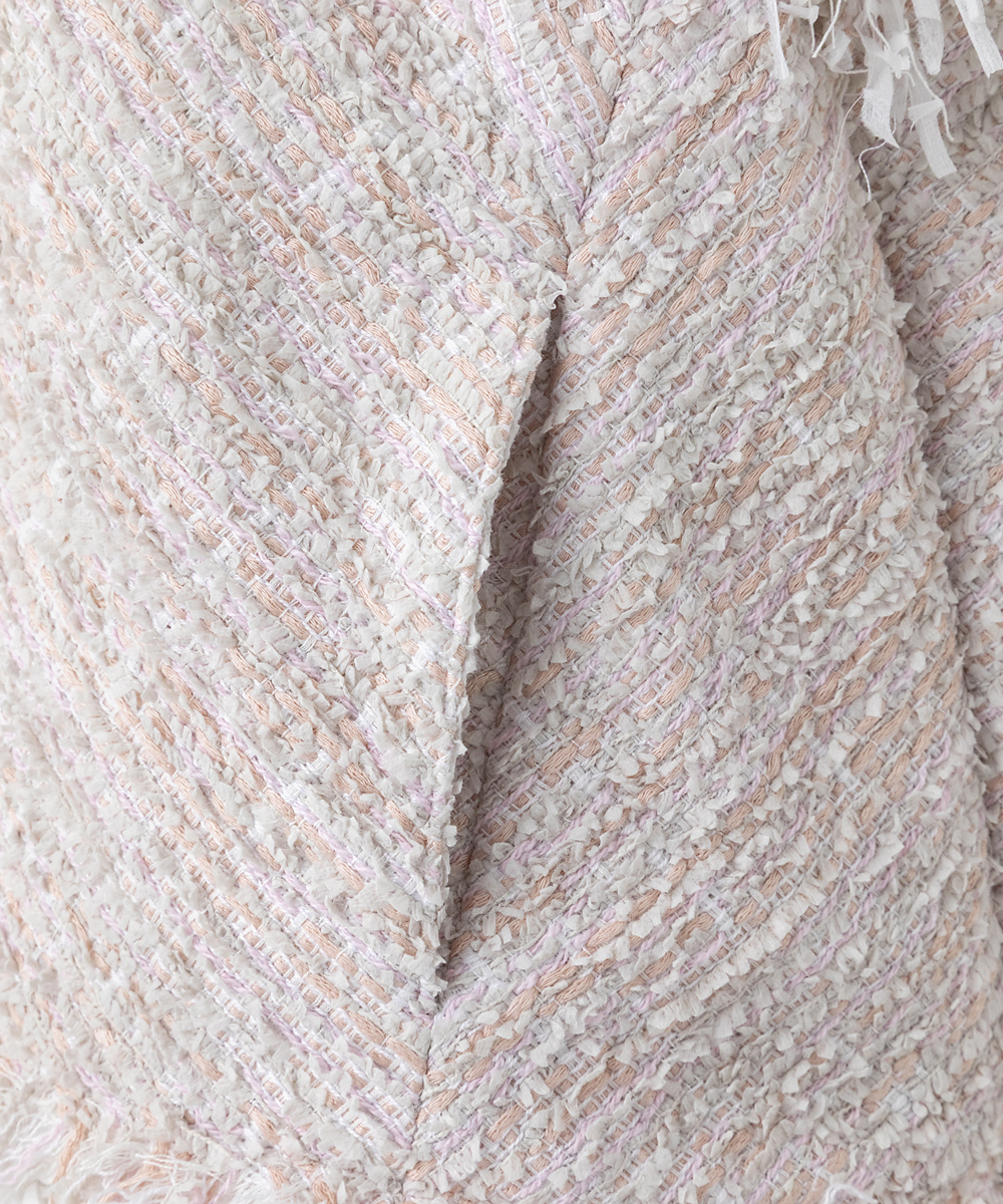 EAUVIRE ツイードフリンジジレ ピンク