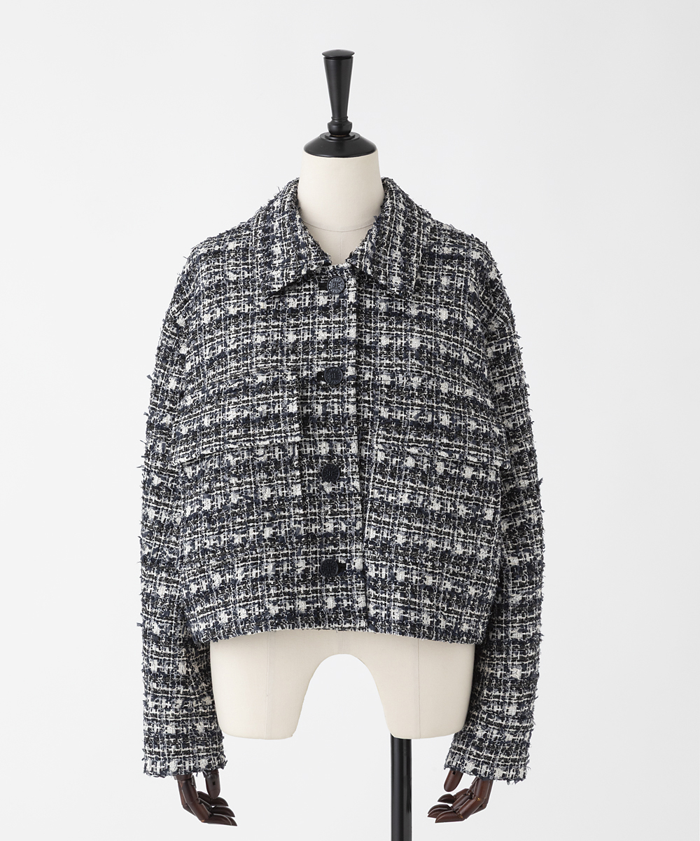 EAUVIRE ミックスツイードジャケット ネイビー